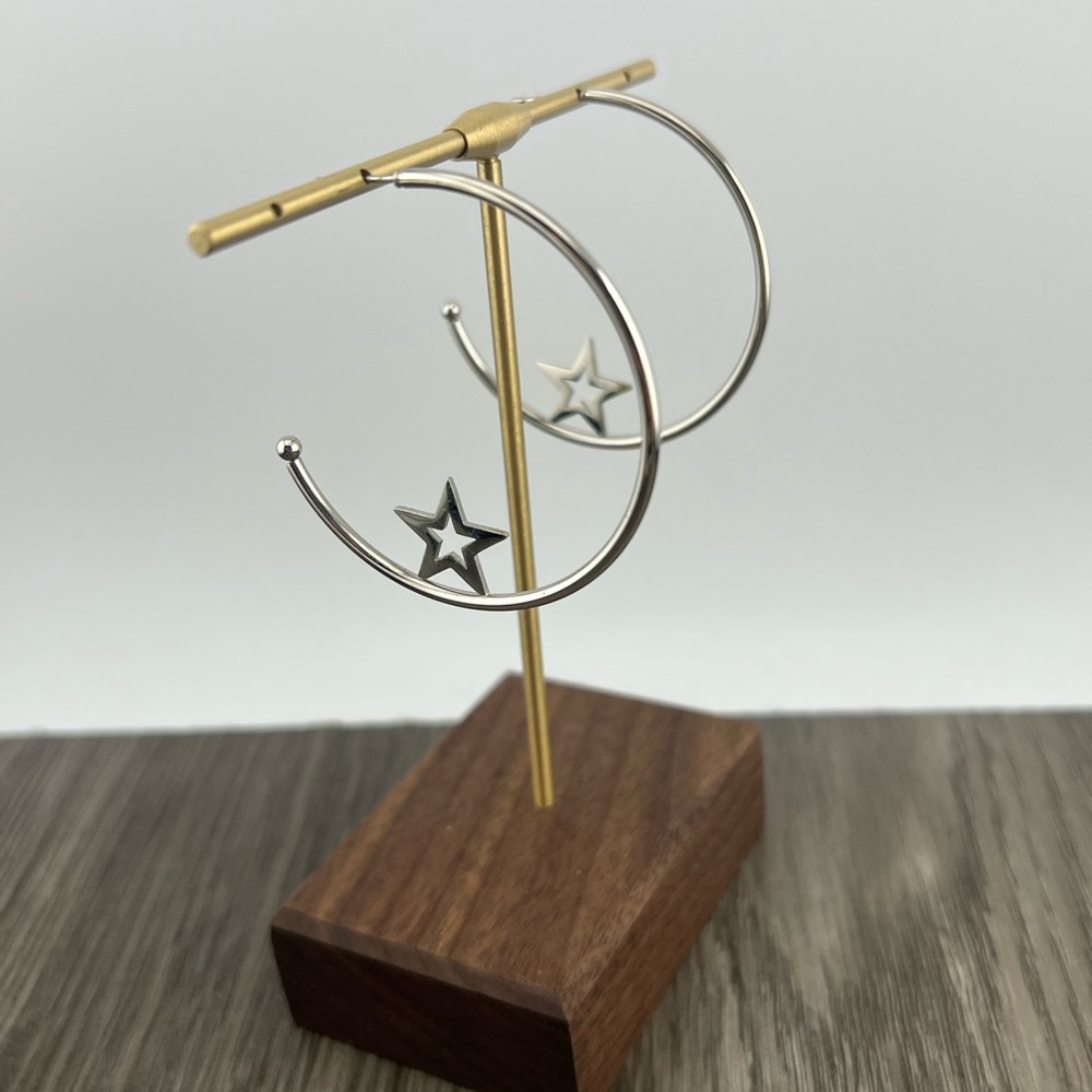 Silver Star Hoop Earrings